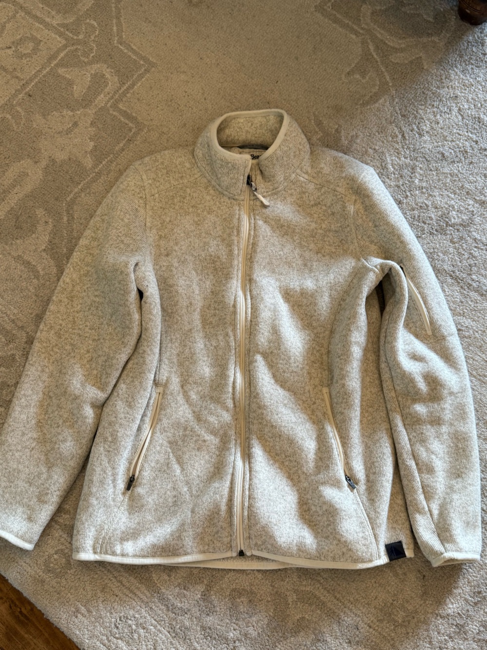 LL Bean Women’s Light Heather Gray Full-Zip Fleece Jacket